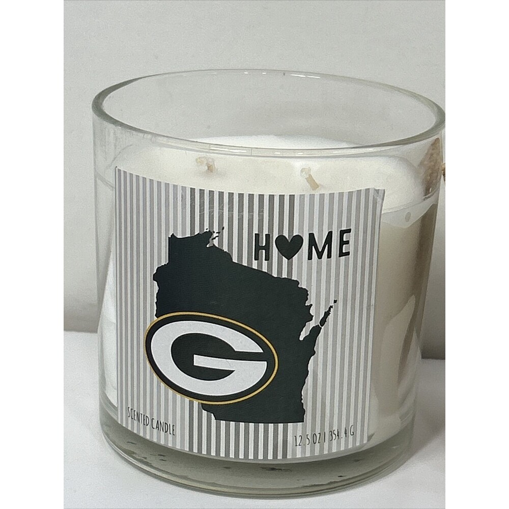 Green Bay Packers Candle Amber Musk 12.5 Oz 2 Wick Scented - Picture 2 of 6